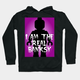 Black Minifig with "I am the Real Banksy" slogan, Customize My Minifig Hoodie